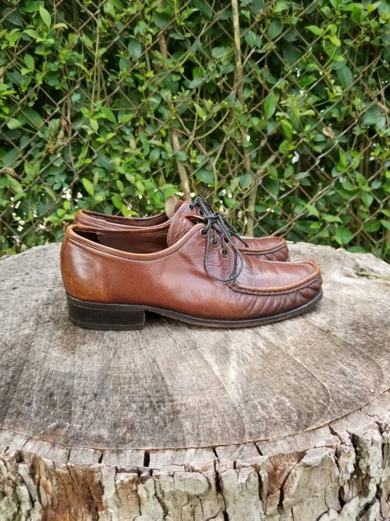 Sz. 7 Vintage Tie Up Shoes/Genuine Leather Slip O… - image 7