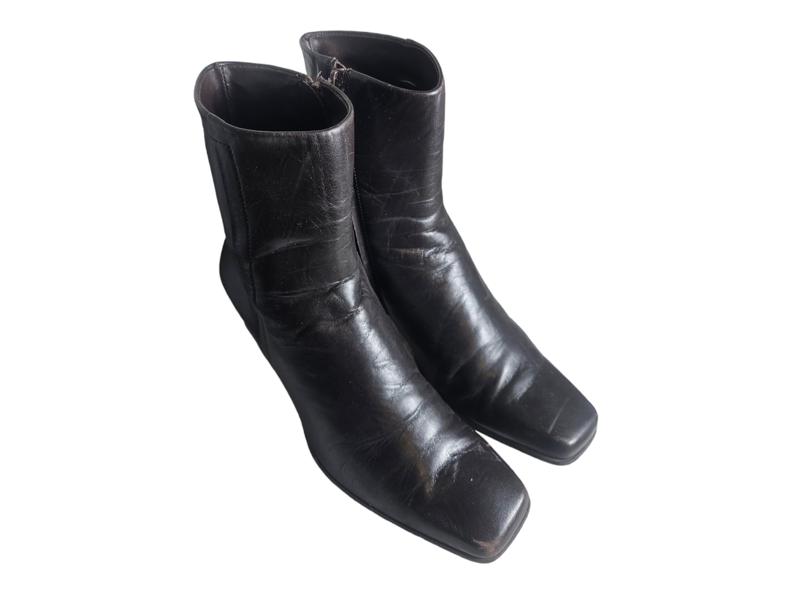 Vintage Women s Michelle D Score Brazil SQUARE Toe Chunky Heel Boots 7.5M Etsy UK