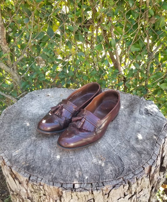 Sz 8 Vintage Loafers For Men/Genuine Leather Wingt