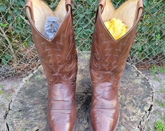 Dan Post Brown Western Cowboy Boots Leather & Suede Tall Low Heel Men\'s Size 8.5 Dan Post Men main image 4