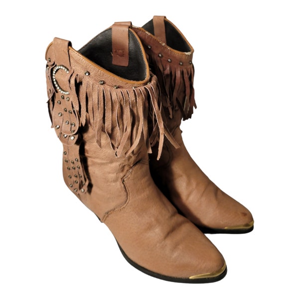 Fringe Boots with Studded Details