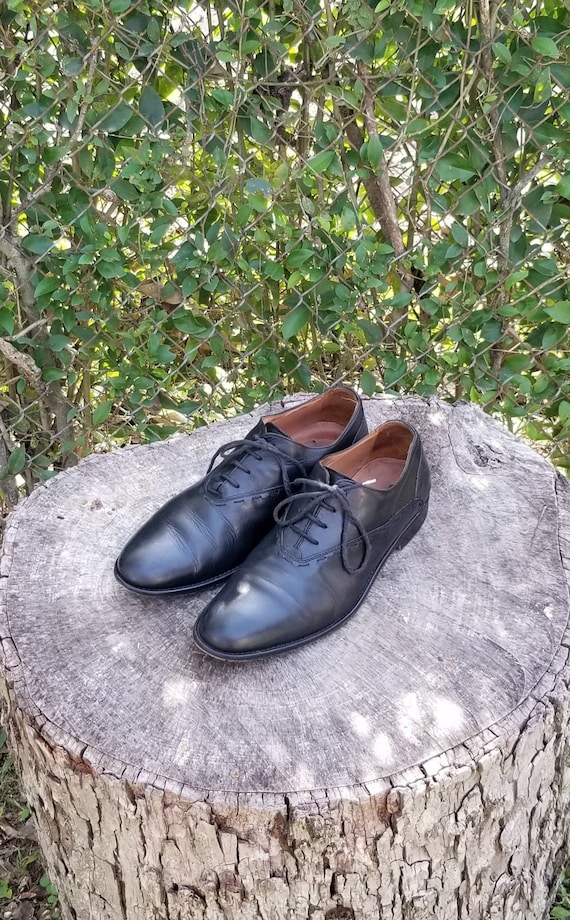 Sz 8 Men's Black Italian Leather Lace Up Shoes by