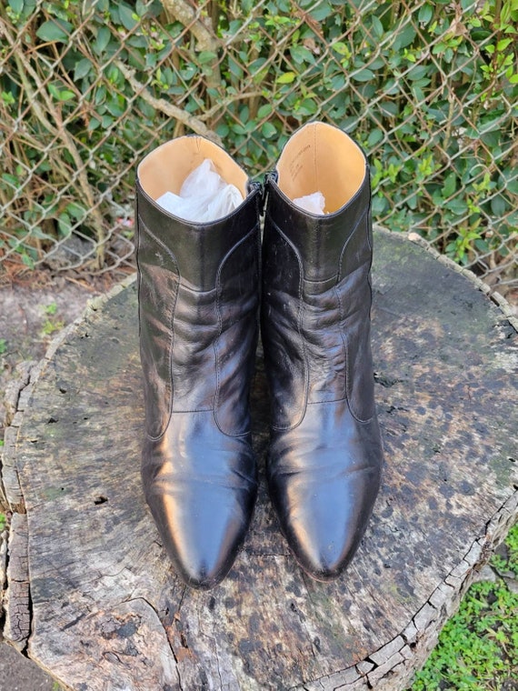 Men Vintage Black Leather Ankle Boots by Giorgio Brutini Size 13M/ Men Designer Beatles Boots with Zipper