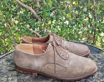 Scarpe Oxford vintage in camoscio - Scarpe stringate da uomo firmate, Made in Italy (taglia 9.5 US)