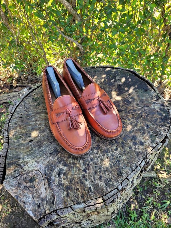 Vintage Men Brown Leather Dress Shoes By Allen Edm