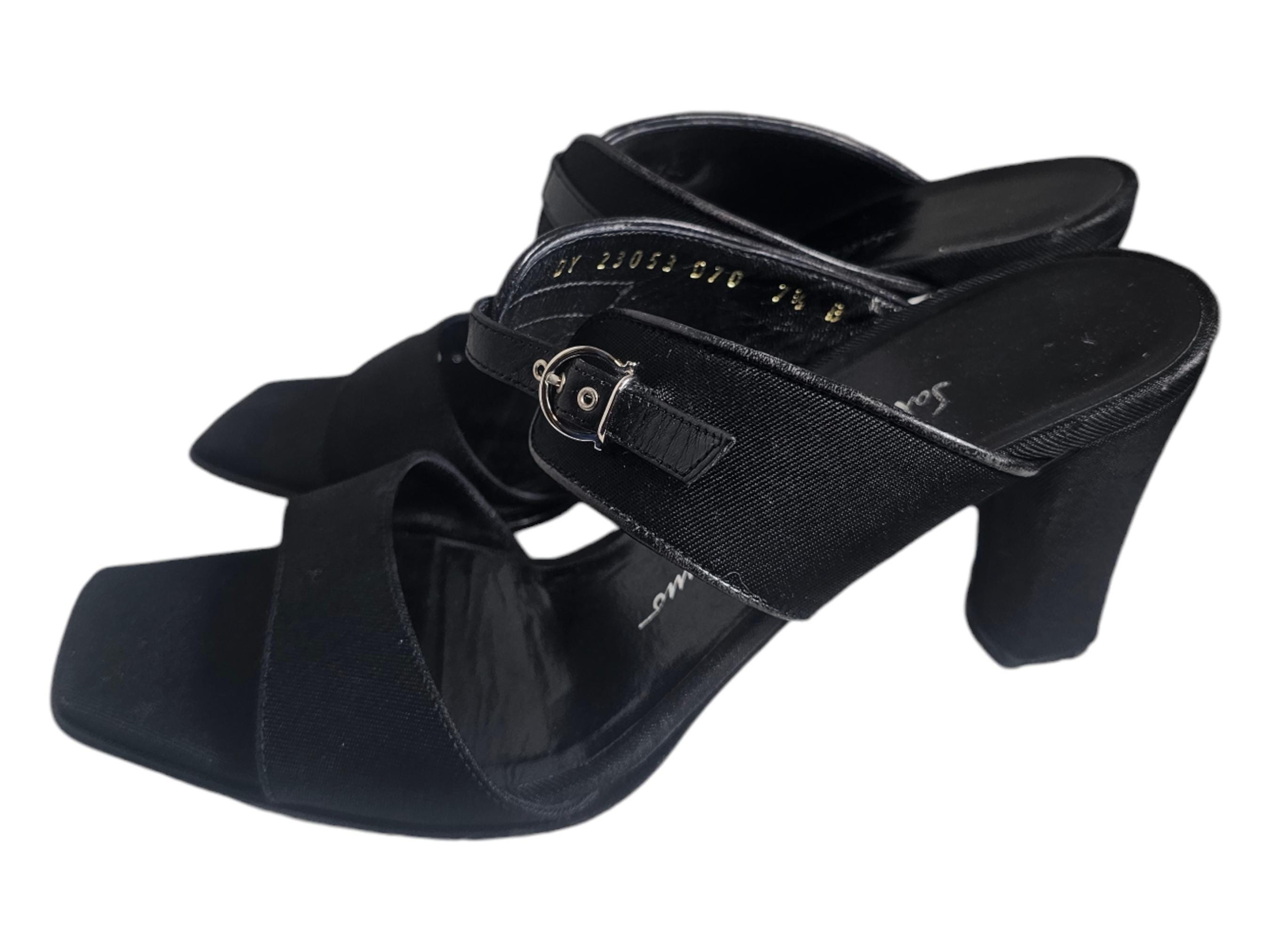 Salvatore Ferragamo Boutique Black Satin Cloth Sandal 7.5 B