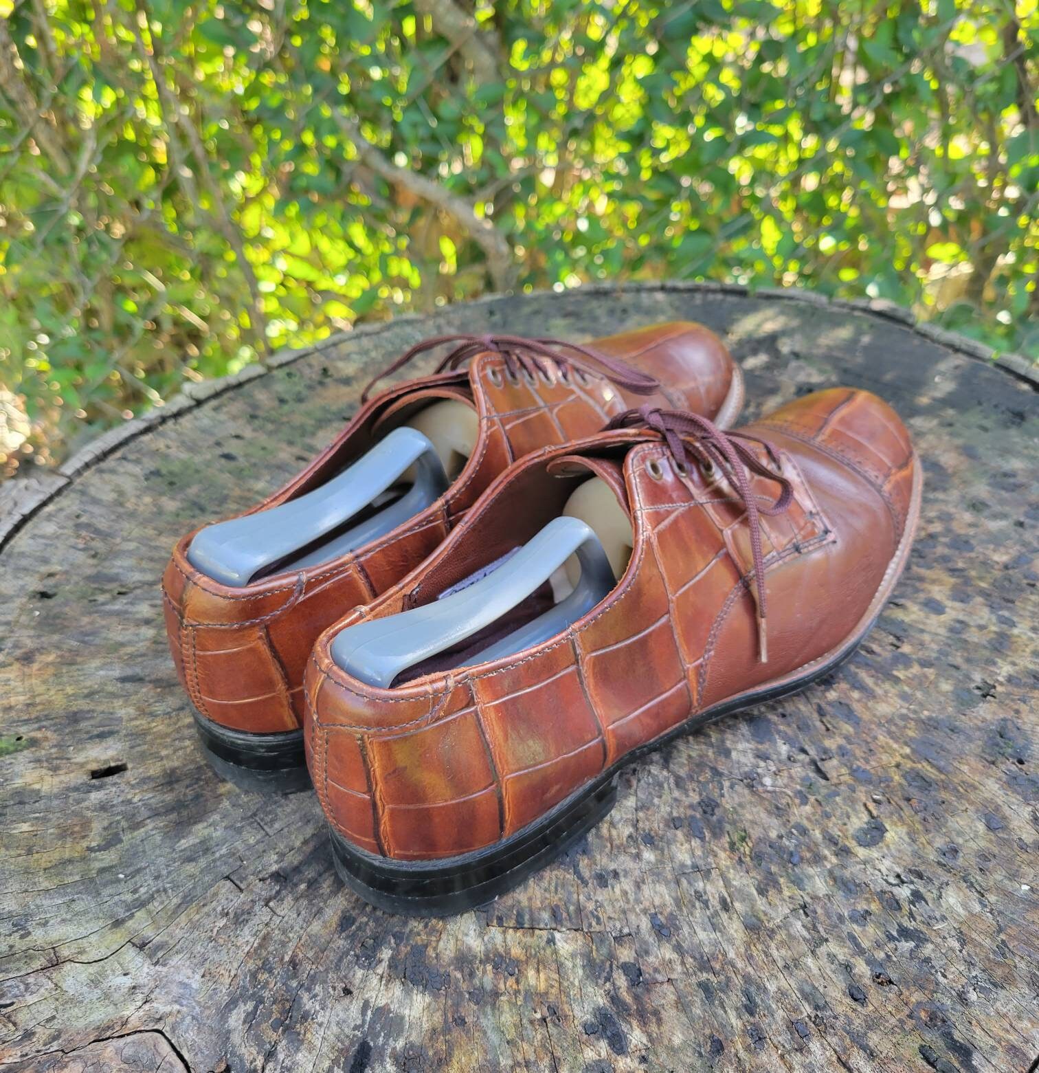 Vintage Stacy Adams Madison Oxford Dress Shoes Crocodile Toe Cap Woven - Size 10 Vintage 50 main image 2