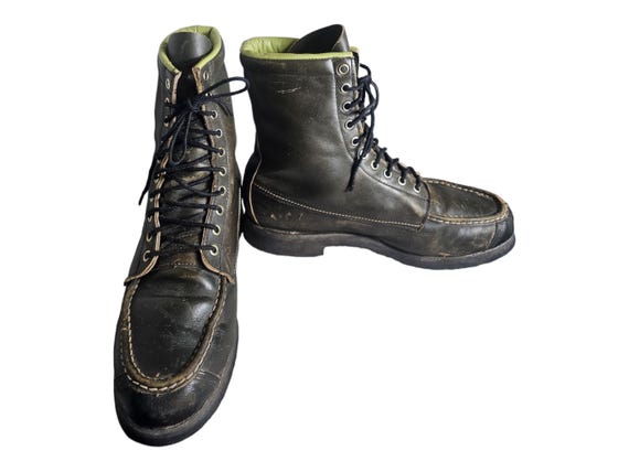 Vintage Browning Sportsman Moc Toe Boots 9 D Dark Green Crepe Sole Union Made Etsy Denmark