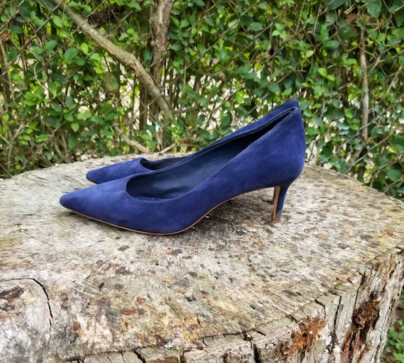 Blauwe suede pumps sale