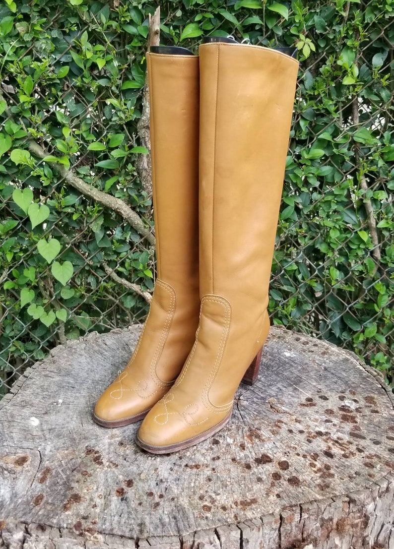 70s knee high platform boots