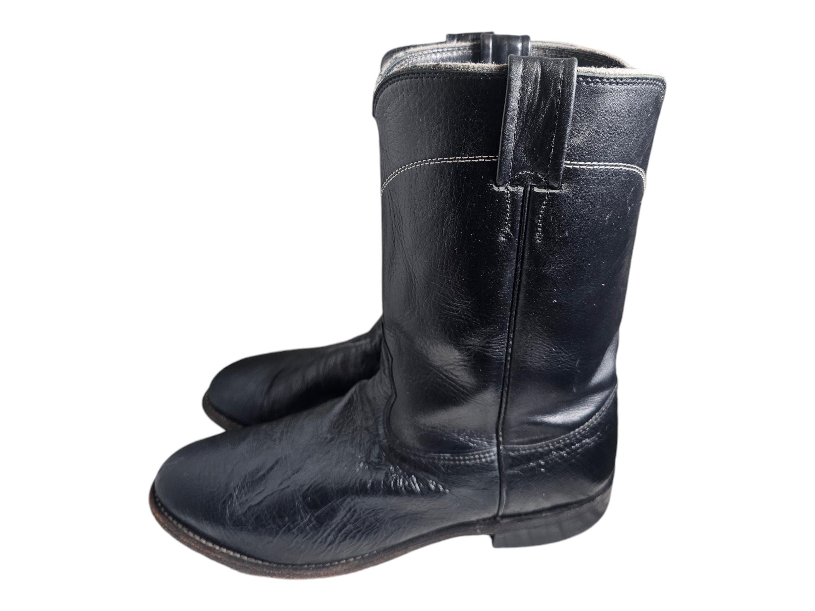 Larry Mahan Men’s Black Leather Cowboy Boots Size US 7.5 D LARRY MAHAN BLACK STAR COWBOY BOOTS SIZE 5.5 – The Vintage  main image 4