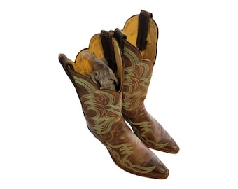 Justin Bent Rail Western Boots: Chocolate Brown Stitch, Women's Size 9B