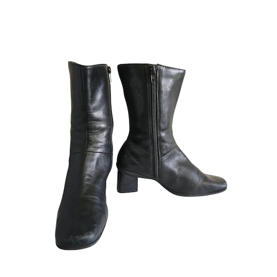 Easy Spirit Xavier Black Leather Heeled Boots 6.5