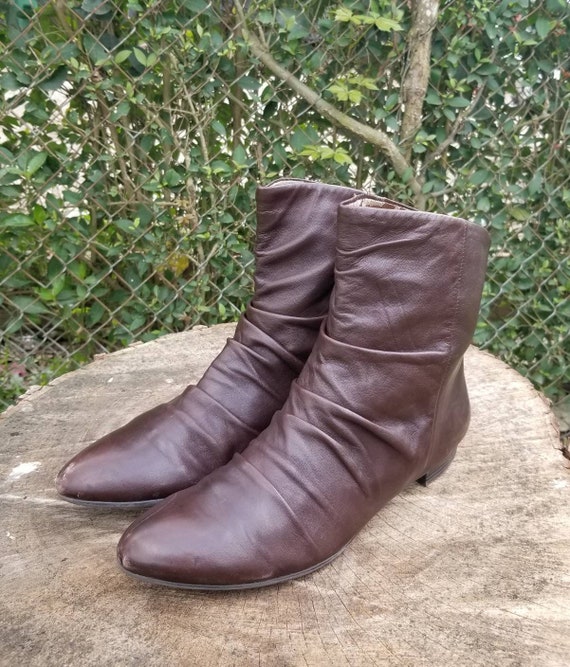 Sz 9 Vintage Ankle Boots Genuine Brown 