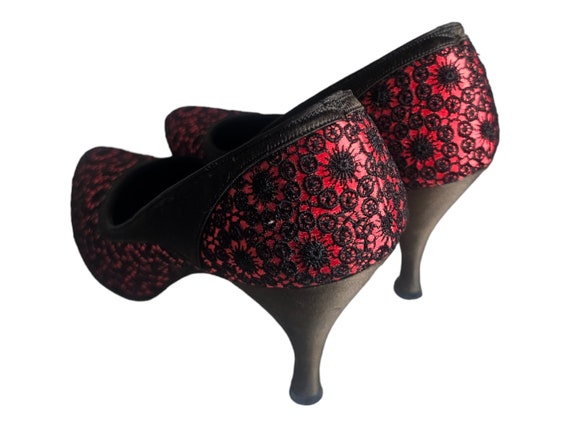 MARTINIQUE Custom Made Red and Black Fabric Pumps… - image 8