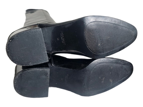 Buy Zara Patent Leather Block Heel Knee High Boots 8.5 Online in