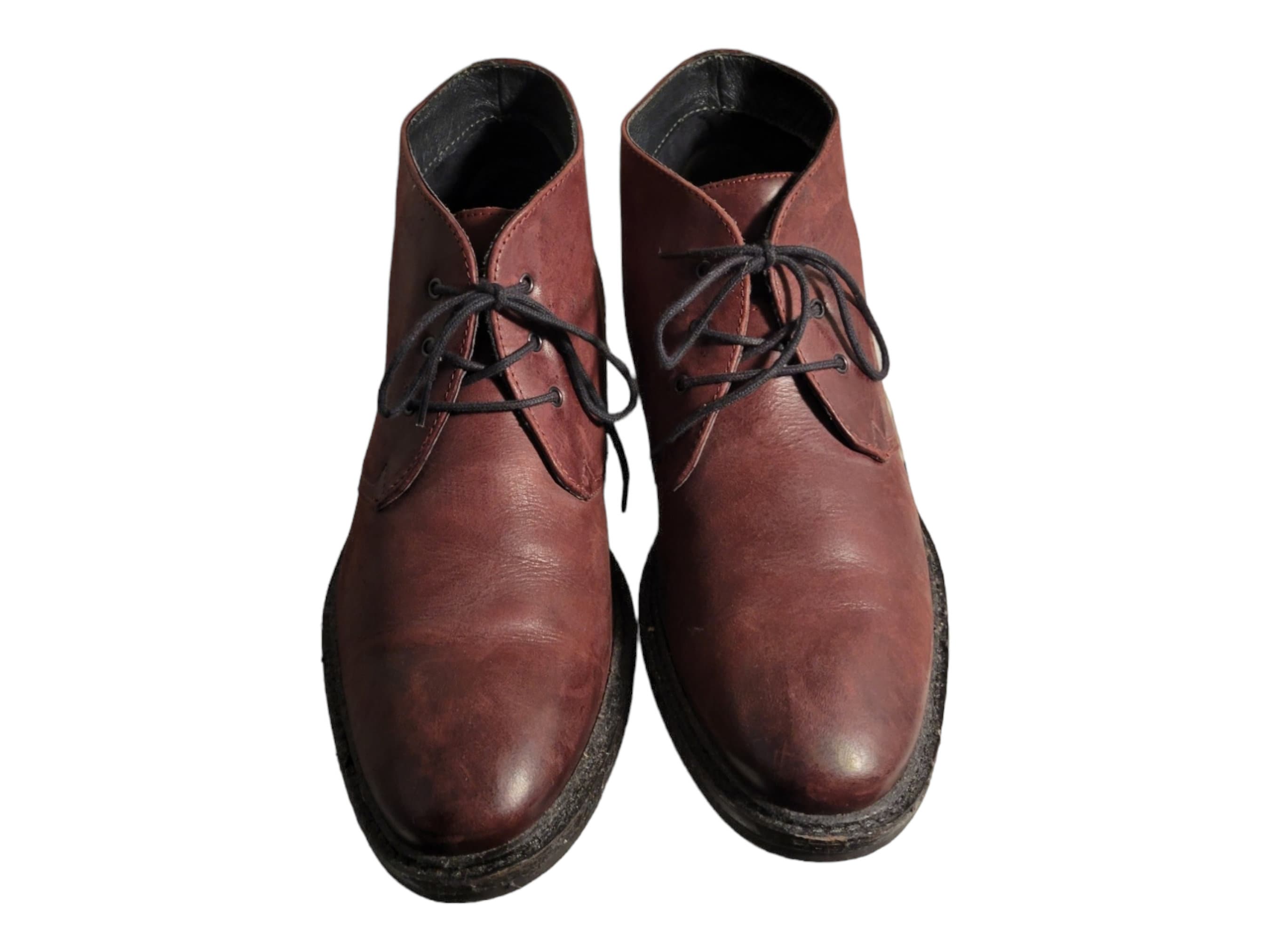 ALFANI MEN\'S LOMBARD BLACK LEATHER CHUKKA BOOTS SIZE 9.5 Alfani Lombard Purple Oxblood Leather Lace up Chukka Ankle  main image 4