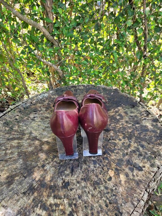 Vintage Women Leather Maroon Pumps By Proxy Size … - image 4
