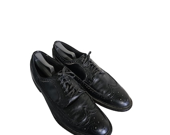 Scarpe stringate lunghe con punta a coda di rondine Allen Edmonds MacNeil in pelle nera, taglia 13 D US.