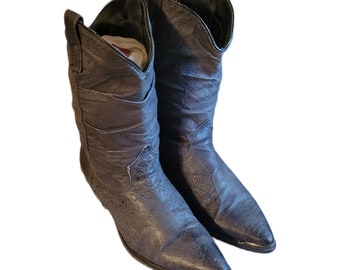 Dingo Grau/Blaue Leder Slouch Western Cowgirl Stiefel 17317 Größe 8.5/Pigskin Slouch Kurze Festival Stiefel