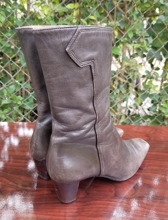 Sz. 6.5 Vintage Ankle Boots/Genuine Leather Zipp… - image 7