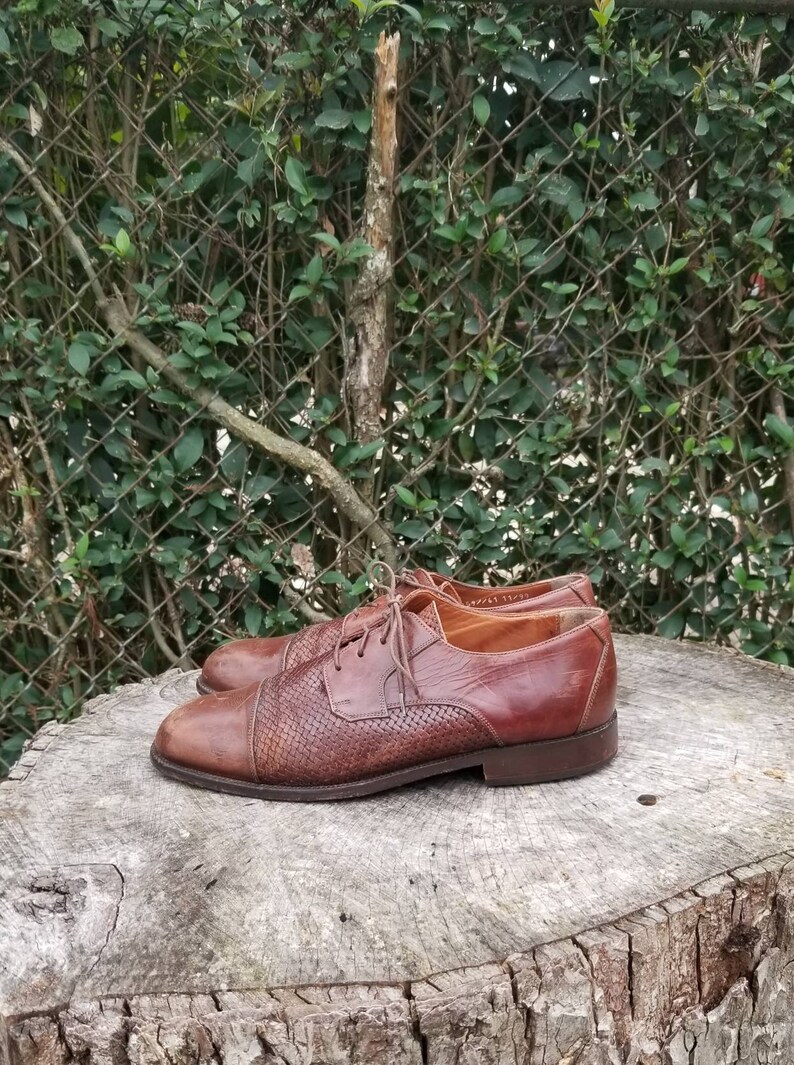 Vintage Bostonian Florentine Italian Woven Mens Oxford Shoes