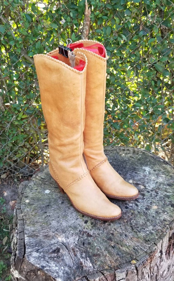 Sz 7 Knee High Boots From The 70s/ Genuine Leather