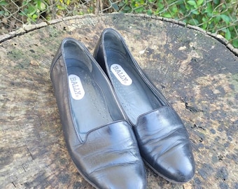 Bailarinas vintage de piel negra Bally - Talla 6.5 para mujer