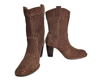 Born Genevieve Suede Polka Dot Boots Size 7M