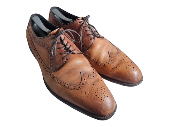 Ronnie - Scarpe Brogue Oxford Uomo In Pelle Marrone, Stampa Floreale, Suola Effetto Legno
