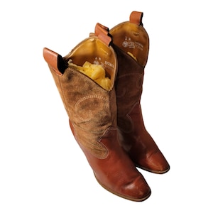 Vintage Capezio Suede Cowboy Boots: Brown Leather Western Rockabilly, Size 6