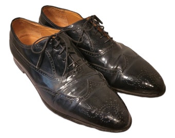 Vintage  Blue Wingtip Men's Dress Shoes By Miguel Angel/Size 11.5 Lace Up Italian Made Shoes 80s