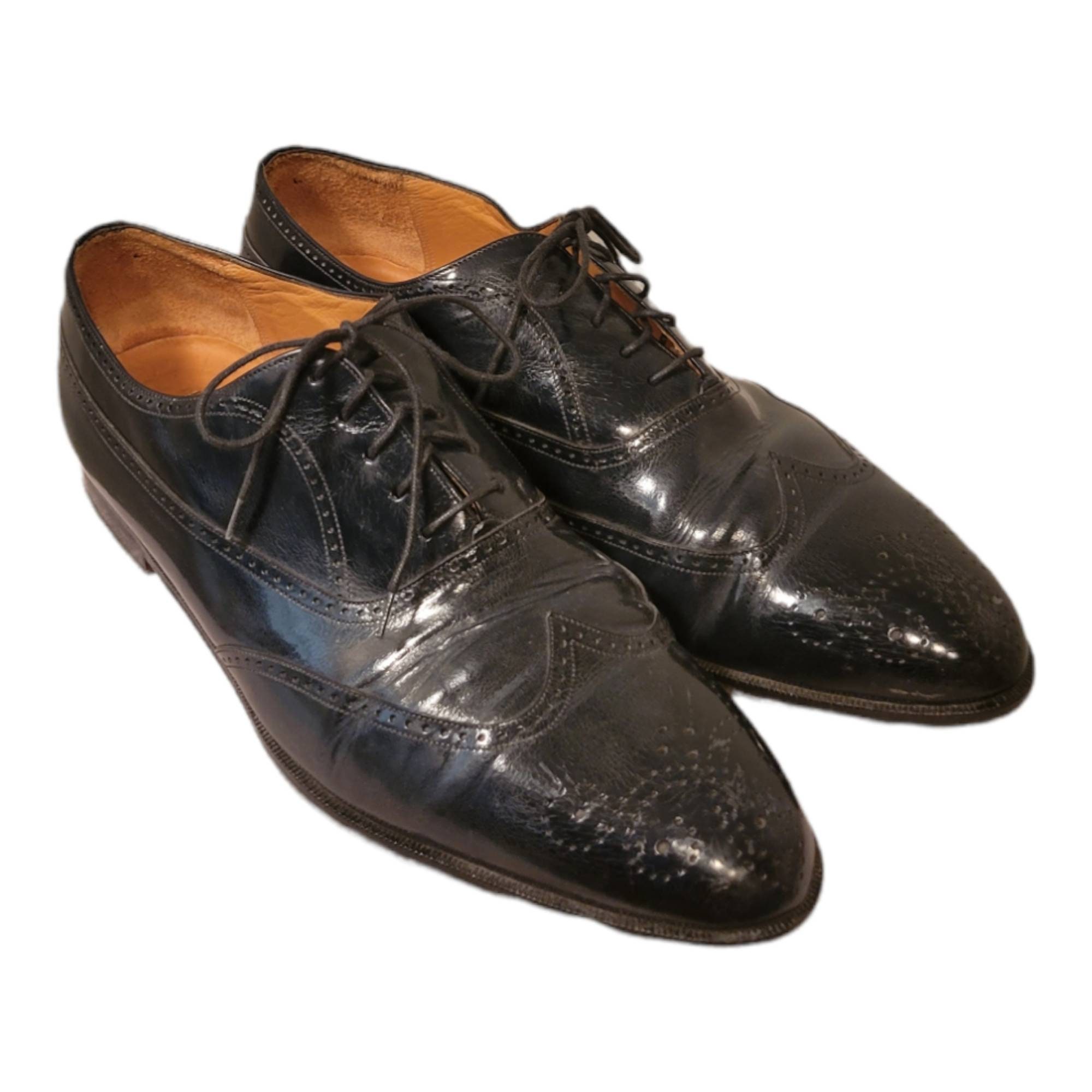 Vintage Blue Leather Wingtip Dress Shoes - Miguel Angel Italian