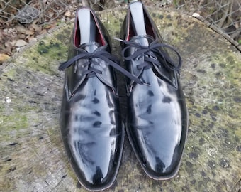 Vintage 1960s Patent Leather Oxford Shoes - Men's Size 9