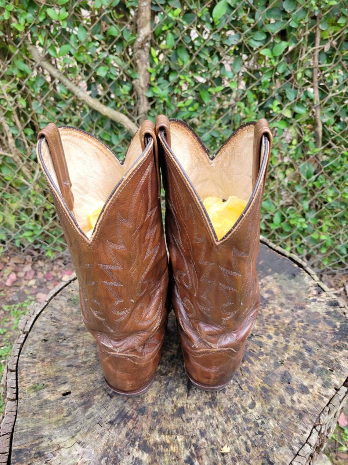Men Vintage Brown Leather Cowboy Boots by Dan Post Size 11 Etsy
