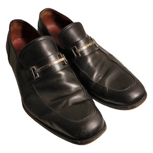 Authentische später 1980er Jahre Schwarze Leder Gucci Loafers. Hergestellt in Italien