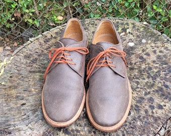 Emidio Tucci Vintage Grey Leather Oxford Dress Shoes - Men display picture 2
