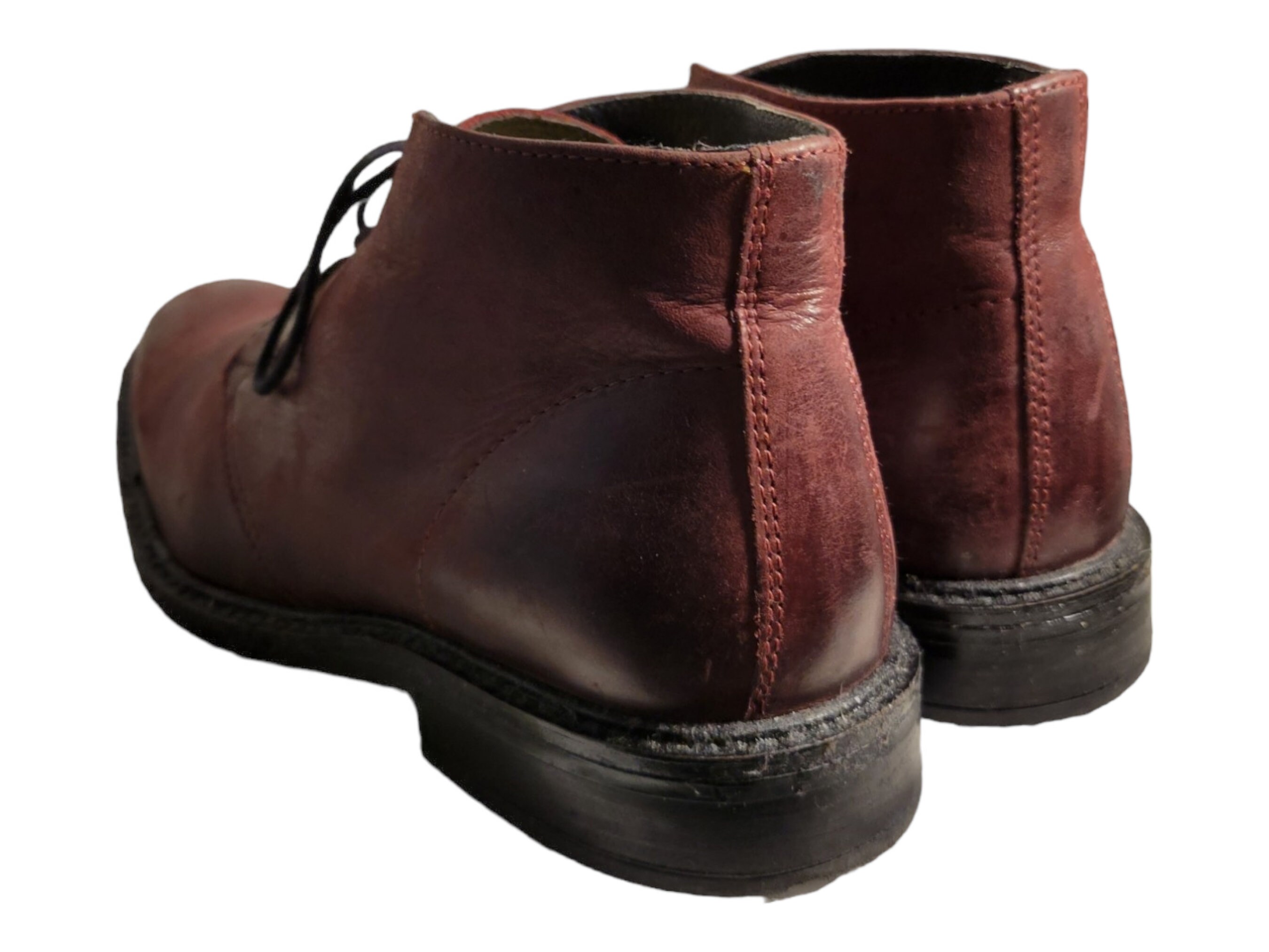 ALFANI MEN\'S LOMBARD BLACK LEATHER CHUKKA BOOTS SIZE 9.5 Alfani Lombard Purple Oxblood Leather Lace up Chukka Ankle  main image 3