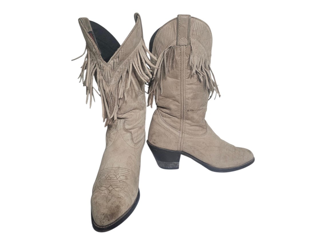 Vintage USA Rodeo Fringe Leather Suede Western Cowgirl Boots 6 M, photo 1 sur 5