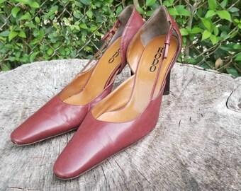 Vintage RODO Italian Leather Pumps - Mocha Brown High Heel, Size 8