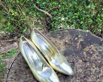 Vintage Maserati Gold Leather Pumps - Women's Size 7.5M