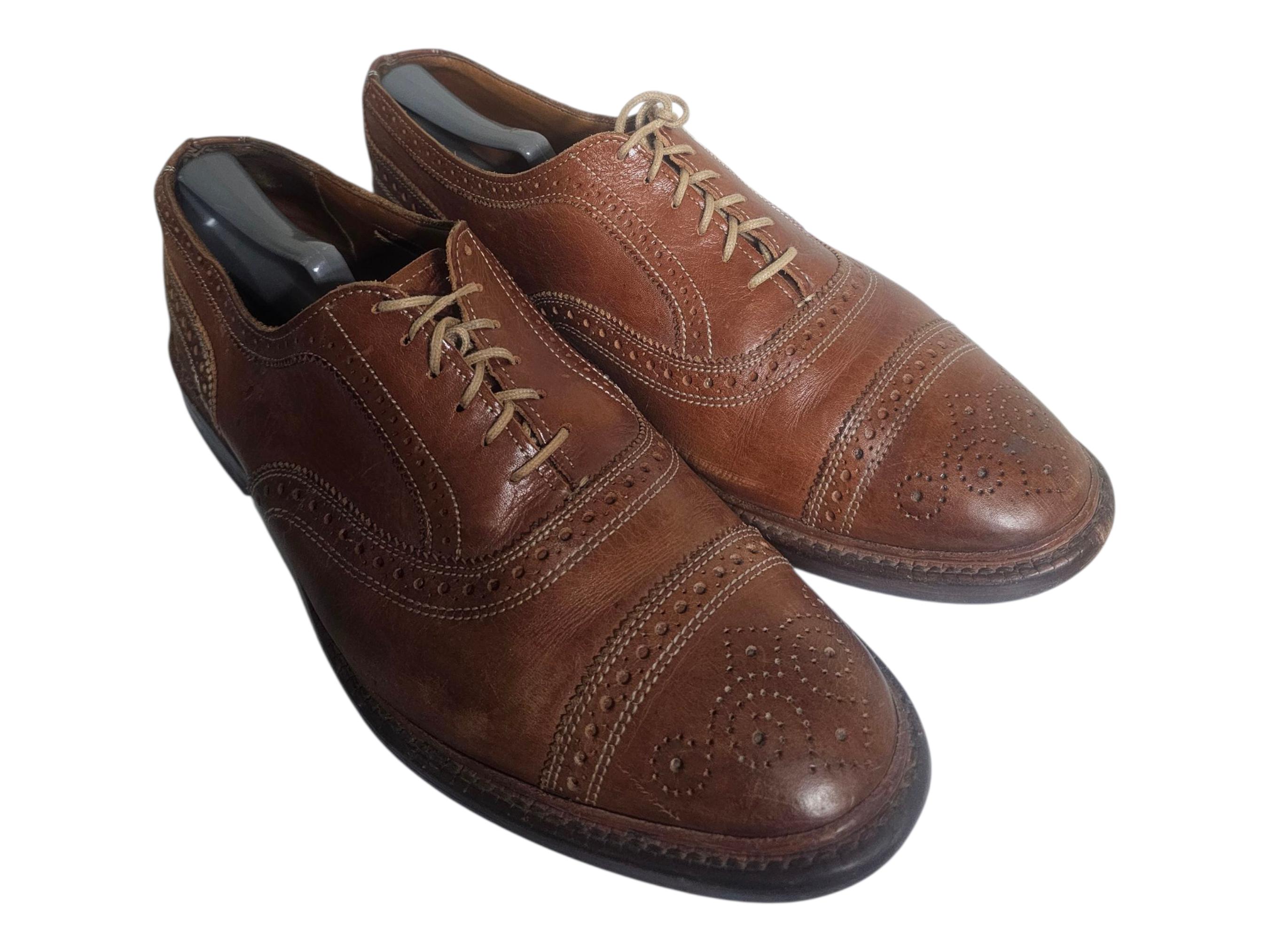 Vintage Nico Nerini Dress Shoes Mens Size 8 Brown Leather Wingtip Oxford Brogue Vintage Men main image 3