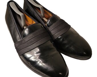 Vintage Stacy Adam Patent Leather Loafers - Black Tuxedo Shoes Size 12M