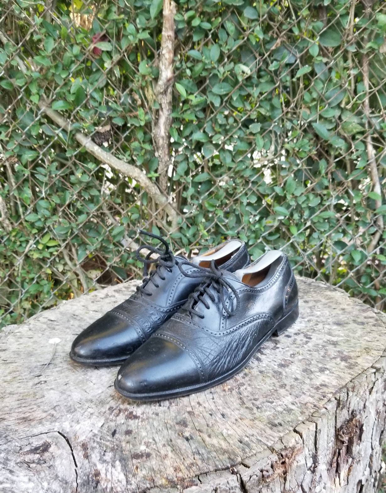Mezlan Florence II Black Leather Cap Toe Oxford Dress Shoes 