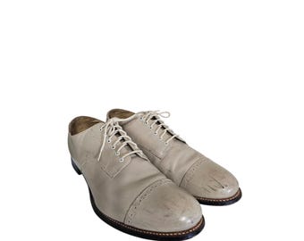 Vintage Stacy Adams Herren-Schnürschuhe aus hellbraunem Leder mit Kappe, Größe 13D