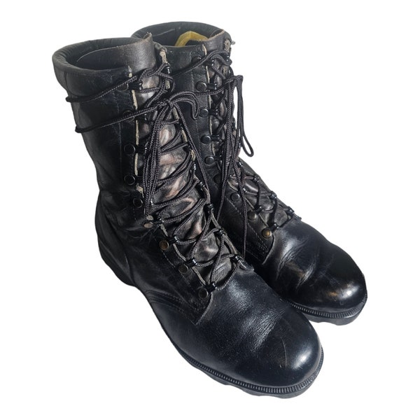 Vintage 1979 RO Search Black Leather Military Combat Boots Mens 9W Like New