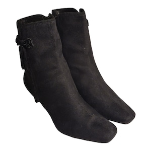 Y2K Vintage square toe Studio Works Gable faux suede ankle boots size 7 1/2