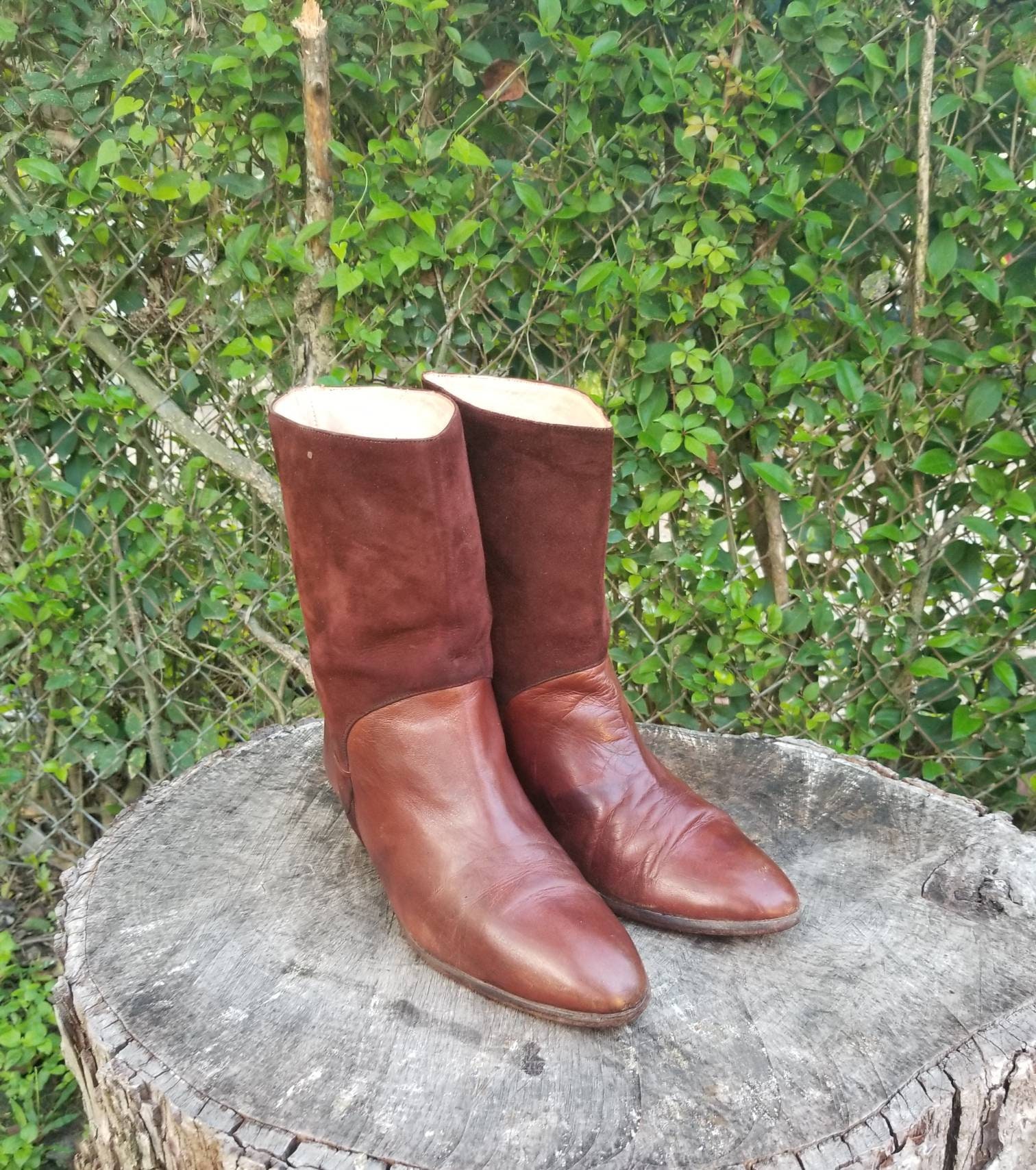 Vintage Brown leather Boots for Men Size 7.5/Retro 1980s Etsy