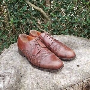 Bostonian Florentine Brown Leather Cap Toe Woven Shoes Oxford Made in Italy Men\' WOVEN Leather Dress Shoes BOSTONIAN Brown Calfskin Leather  main image 3