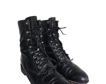Justin Western touwschoenen dames, maat 8,5 B Hiram Kiltie zwart veterschoenen L0506